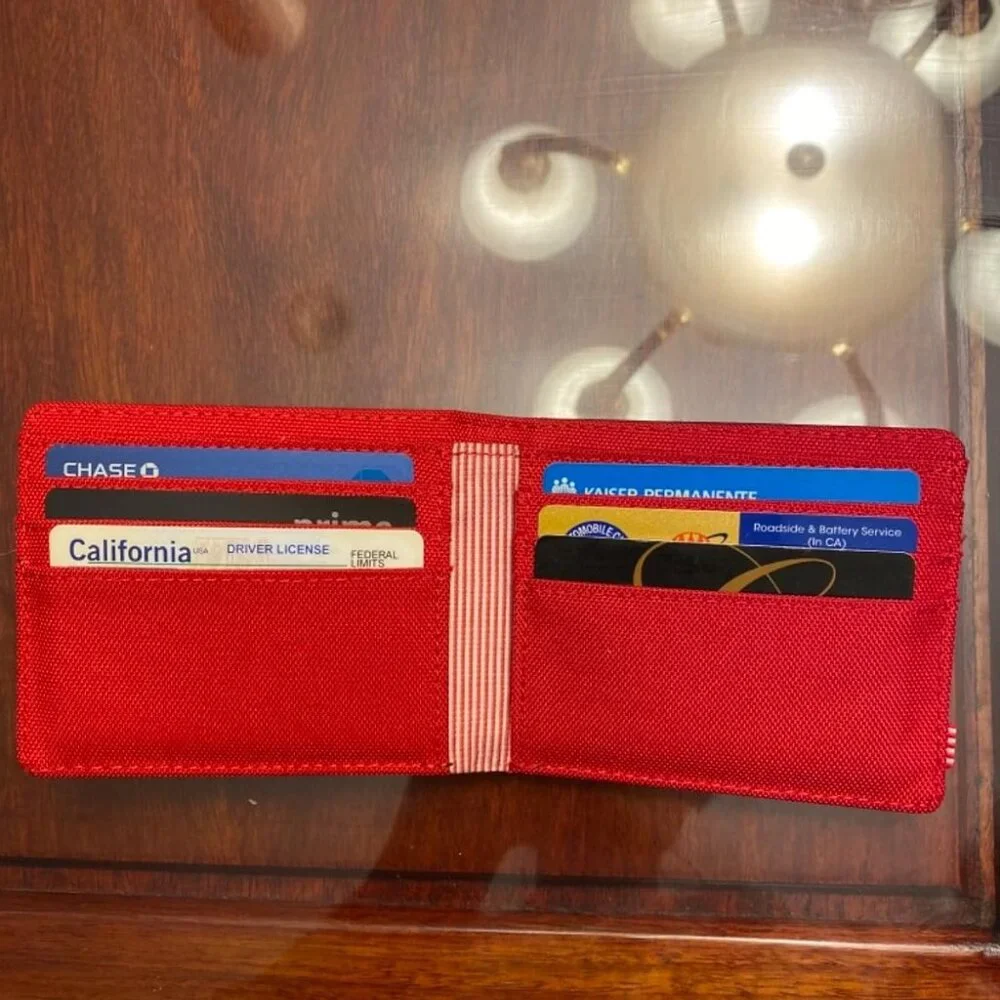 Herschel unisex adult Roy RFID Bi Fold Wallet, Navy/Red, One Size US